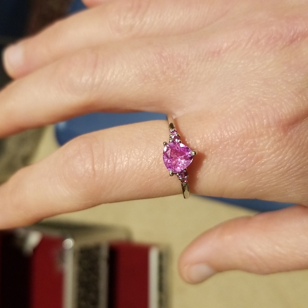 Sterling silver ring with pink stone